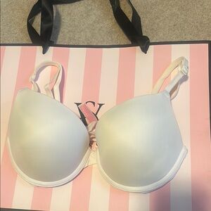 Pink Victoria's Secret where everywhere push-up White Bra